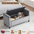 Banc de rangement rembourré avec accoudoirs pour le salon ou l'entrée