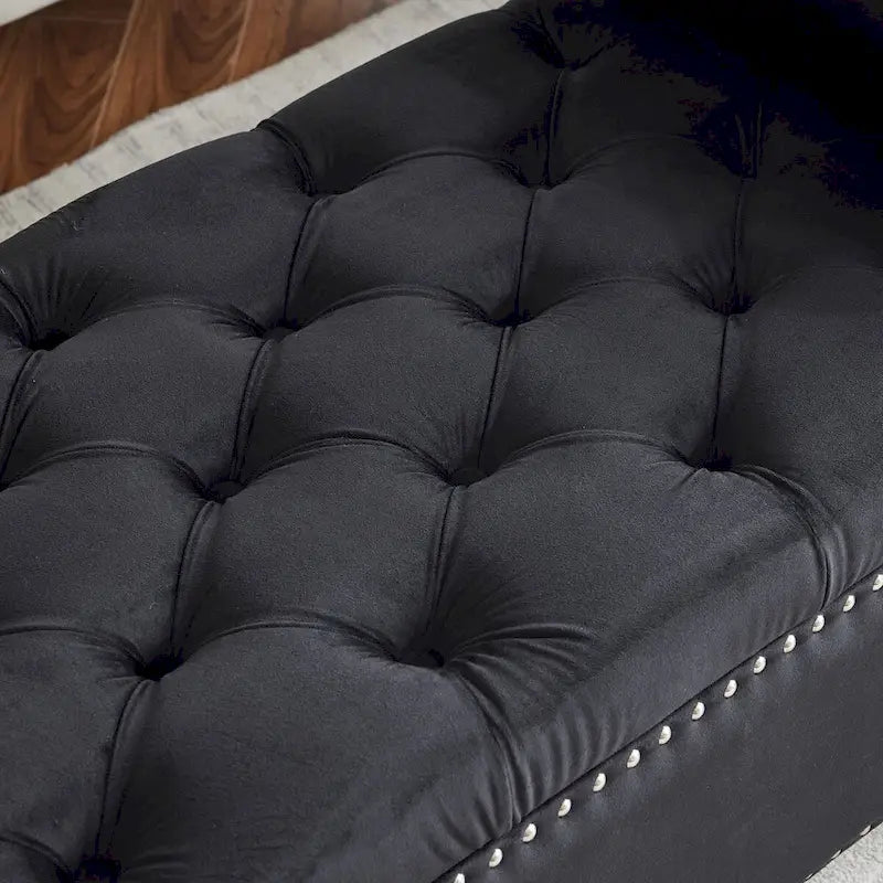 Upholstered Storage Bench with Armrests for Living Room Entryway