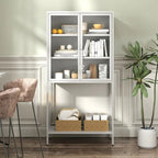 Display Storage Cabinet with Glass Doors and 2 adjustable Shelves