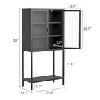 Display Storage Cabinet with Glass Doors and 2 adjustable Shelves