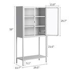 Display Storage Cabinet with Glass Doors and 2 adjustable Shelves