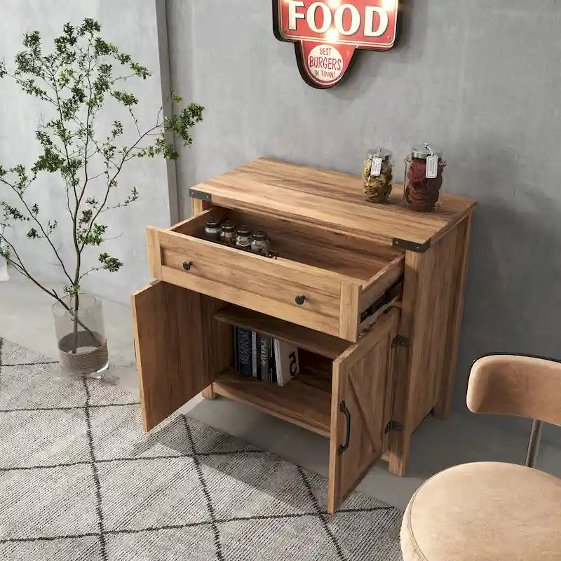 Double Barn Door Accent Cabinet