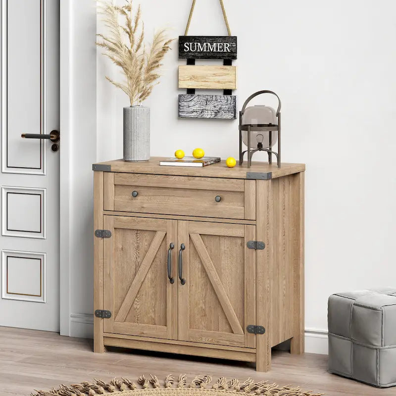 Double Barn Door Accent Cabinet
