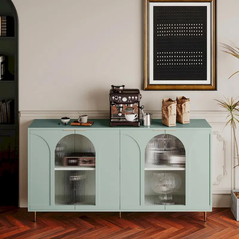 60 Wooden Cabinet with 4 Glass Doors Sideboard Buffet Server Cabinet