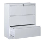 Classeur latéral à 3 tiroirs, classeur avec serrure, classeur verrouillable pour bureau à domicile, classeur métallique verrouillable