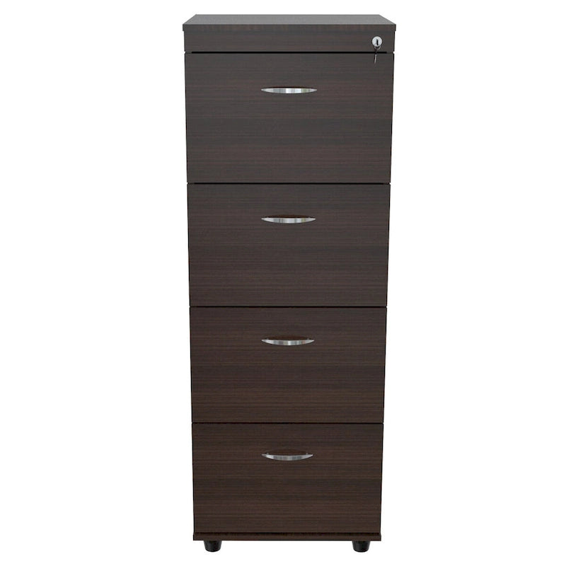Espresso Melamine and Engineered Wood File Cabinet with 4 Drawers