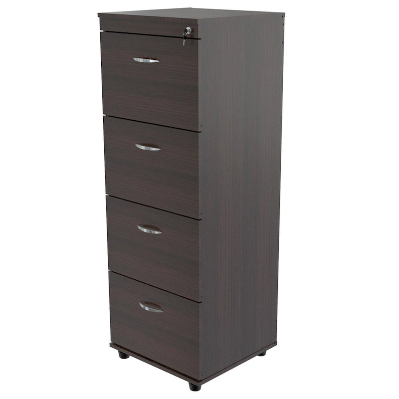Espresso Melamine and Engineered Wood File Cabinet with 4 Drawers