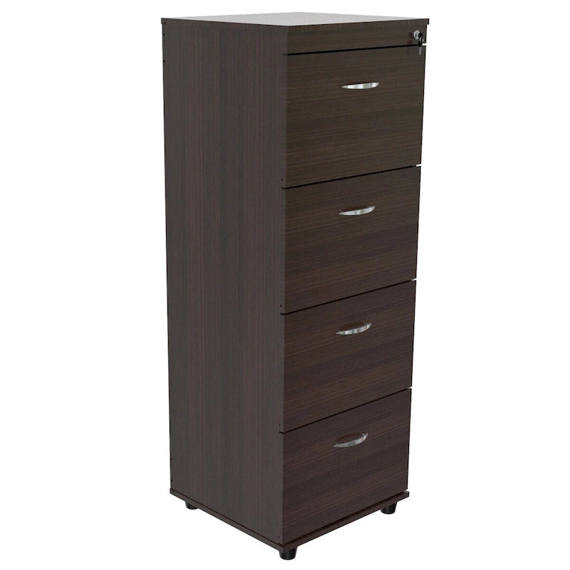 Espresso Melamine and Engineered Wood File Cabinet with 4 Drawers