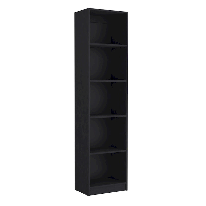 Bookcase with 5-Tier Shelves and Slim Design -Black -Office