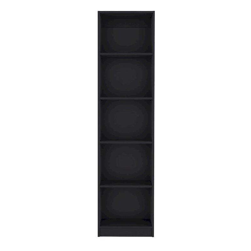 Bookcase with 5-Tier Shelves and Slim Design -Black -Office