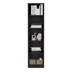 Bookcase with 5-Tier Shelves and Slim Design -Black -Office