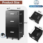 Archiefkast op wielen met 3 laden en slot - 16D x 15.7W x 30.7H