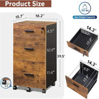 Archiefkast op wielen met 3 laden en slot - 16D x 15.7W x 30.7H
