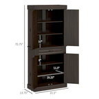 71 Freestanding Kitchen Pantry with 4 Doors and 2 Large Cabinets, Tall Storage Cabinet with Wide Drawer for Dining Room, Coffee
