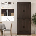 71 Freestanding Kitchen Pantry with 4 Doors and 2 Large Cabinets, Tall Storage Cabinet with Wide Drawer for Dining Room, Coffee