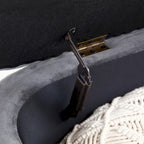 Banc de rangement, banc de chambre, banc rembourré ovale en velours pour bout de lit avec pieds en métal doré, pouf de rangement de 50