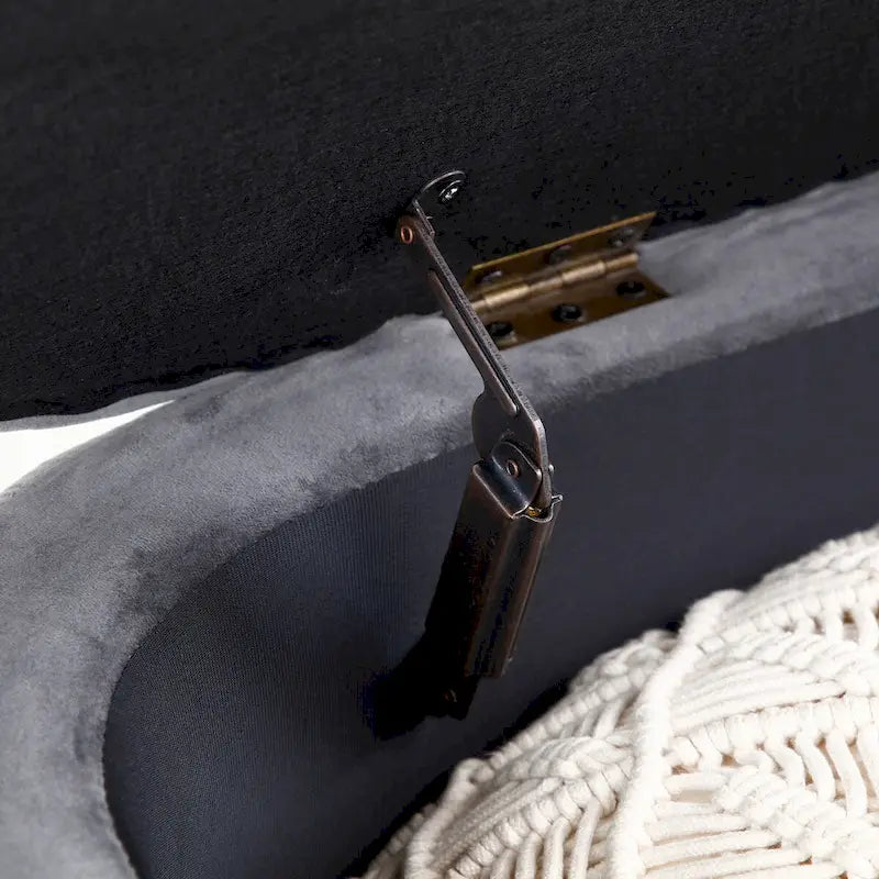 Storage Bench Bedroom Bench,Velvet Oval Upholstered End of Bed Bench with Golden Metal Legs,50 Storage Ottoman Bench