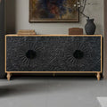 Carved Symmetrical Design Door Frame for TV Stand Table