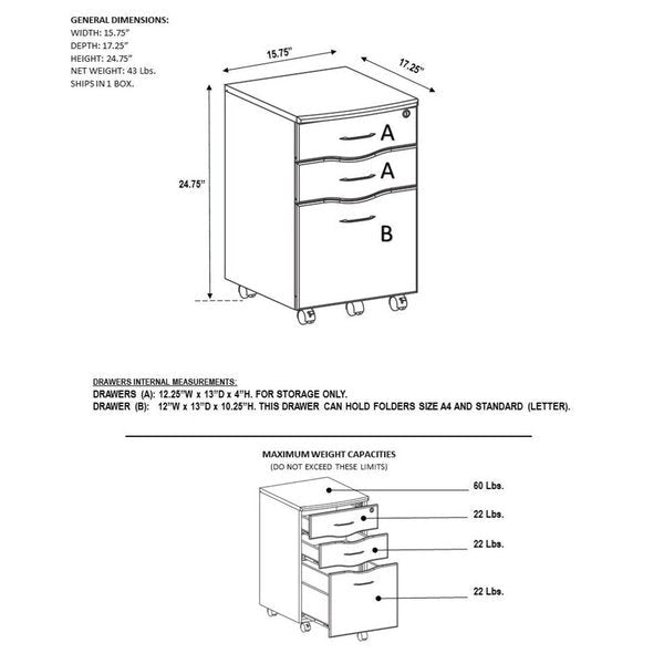 Office Rolling Storage And File Cabinet