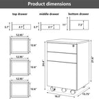 Pojízdný dřevěný kartotéční kabinet se 3 zásuvkami - 15.7D x 16.3W x 24.4H