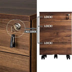 Pojízdný dřevěný kartotéční kabinet se 3 zásuvkami - 15.7D x 16.3W x 24.4H