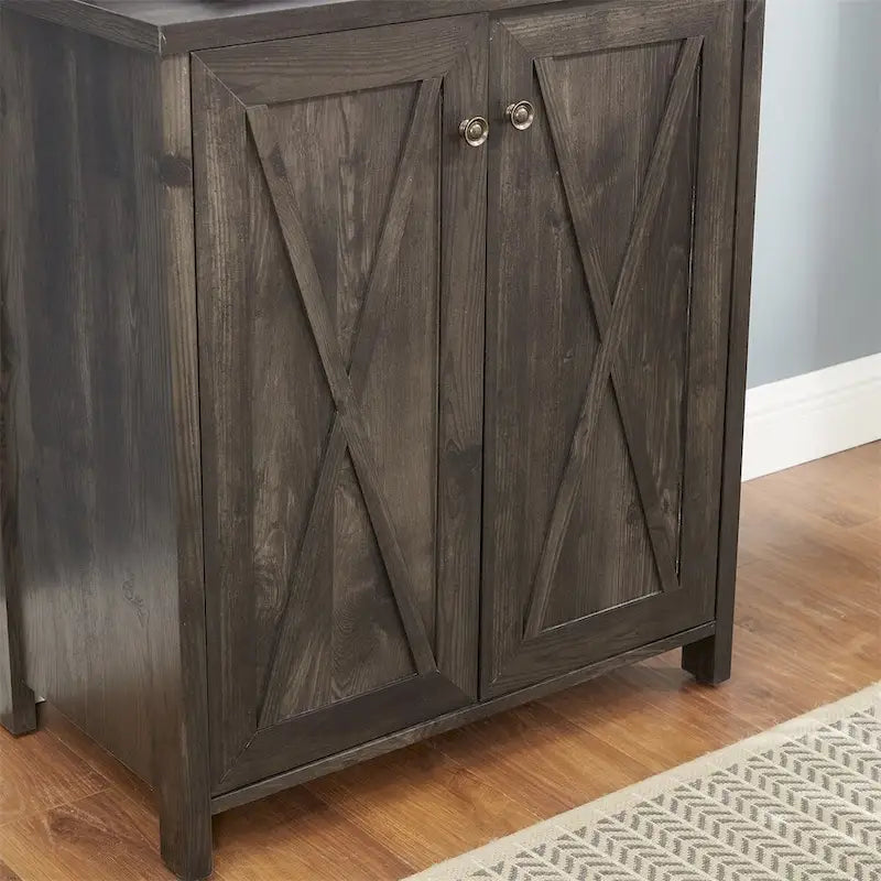 Coffee Bar Cabinet Kitchen Cabinet with Microwave Stand Metal Frame