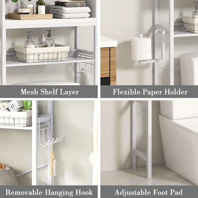 Over The Toilet Storage, 4-Tier Over-The-Toilet Space Saver Organizer Rack, Bathroom Organizer Over Toilet - N/A