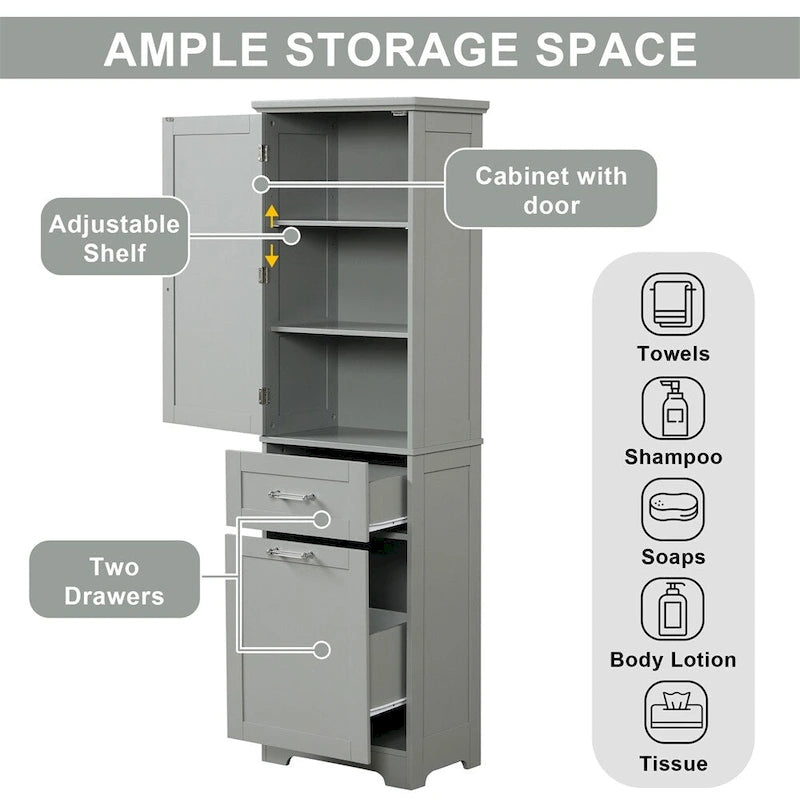 Tall Bathroom Storage Cabinet,Freestanding Storage Cabinet w/Drawers
