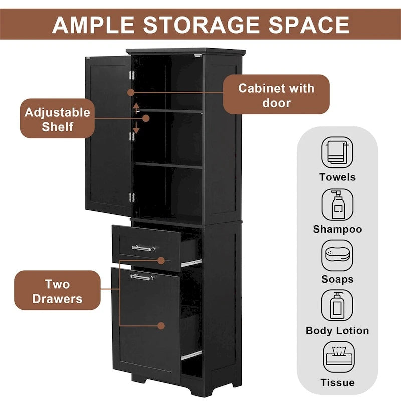 Tall Bathroom Storage Cabinet,Freestanding Storage Cabinet w/Drawers