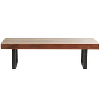 Banc d'intérieur en bois avec pieds en métal noir - marron