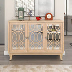 3-Door Sideboard Cabinet with Glass Doors