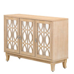 3-Door Sideboard Cabinet with Glass Doors