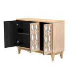 3-Door Sideboard Cabinet with Glass Doors